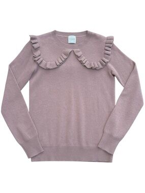 EUC MADELEINE THOMPSON 100% Cashmere Adelboden Frill Sweater Taupe Small $410.00